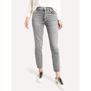 AGOLDE Gray High Rise Slim Fit Raw Hem Crop Stretch Casual Nico Jeans Size 30